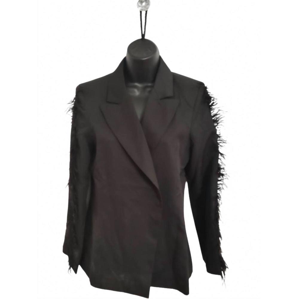 NEW WHY DRESS women's feather sleeve jacket in black